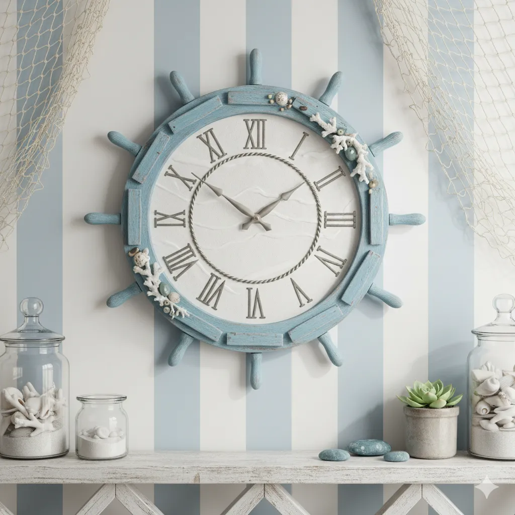 Coastal-Inspired Blue Clock