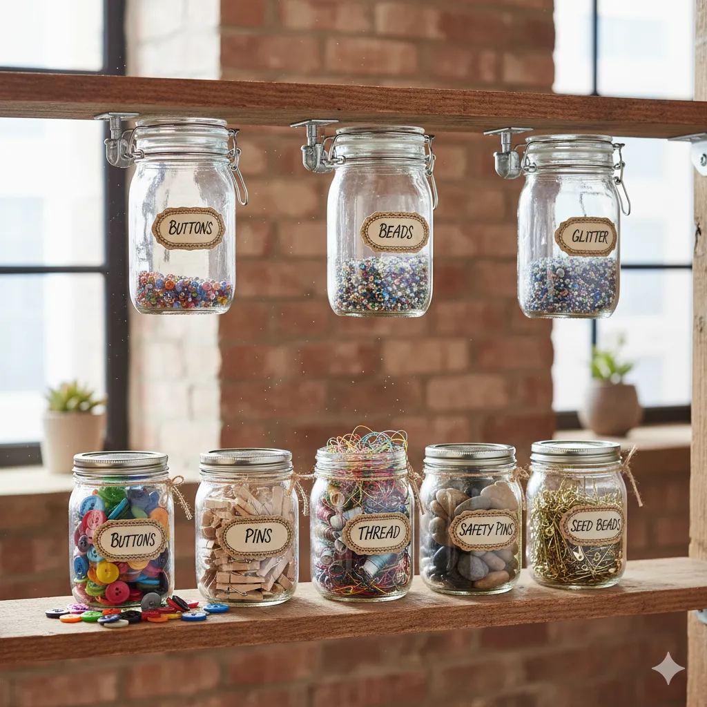 Mason Jars for Small Supplies