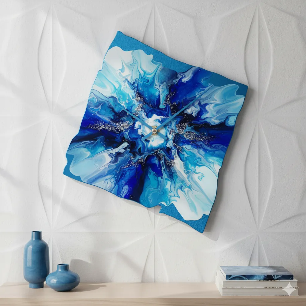 Abstract Art Blue Clock