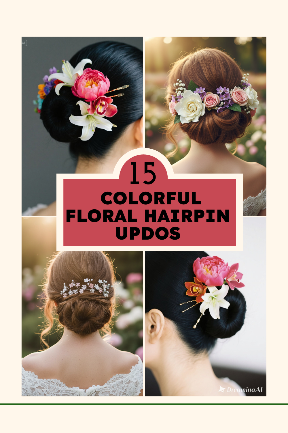 Colorful Floral Hairpin Updo