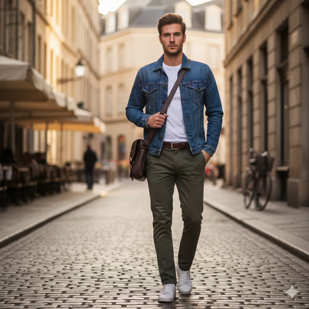 Denim Jacket with a T-Shirt