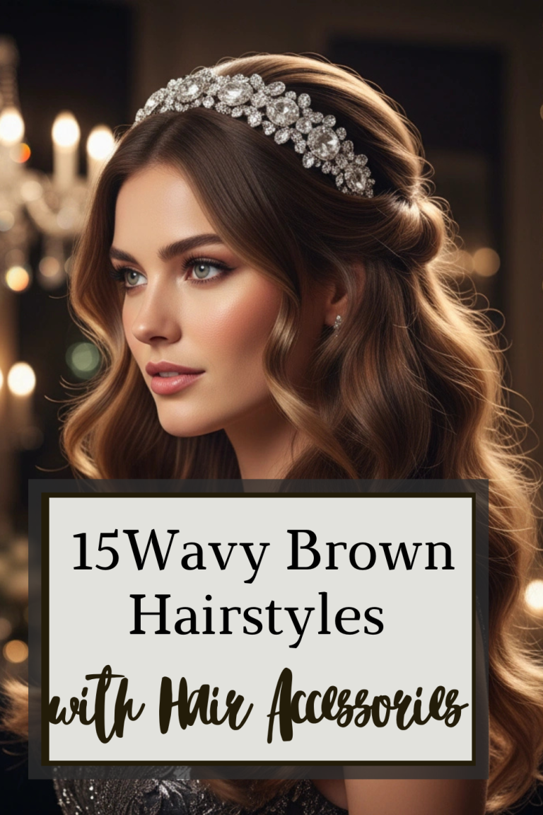 Wavy brown hairstyles with hair accessories