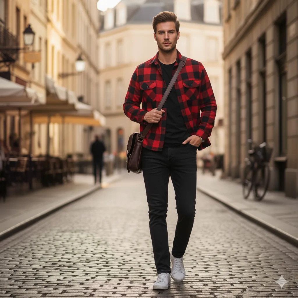 Checked Shirt with Black Jeans