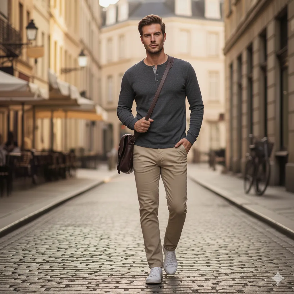 Henley Shirt with Khakis