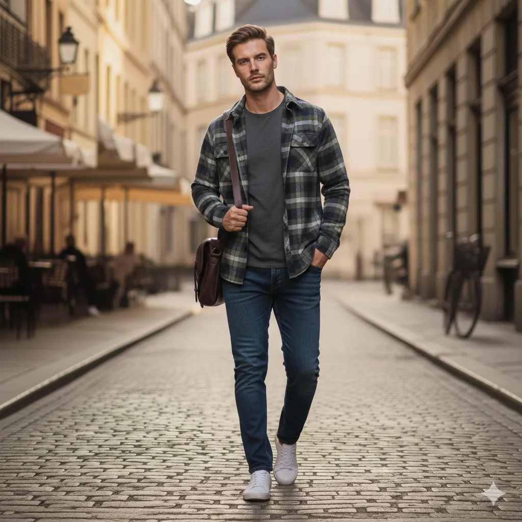 Flannel Shirt with Dark Jeans