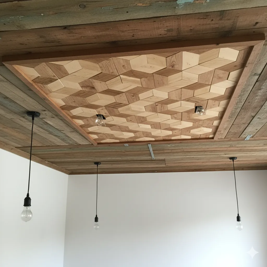 Accent Ceiling with Wood Tiles