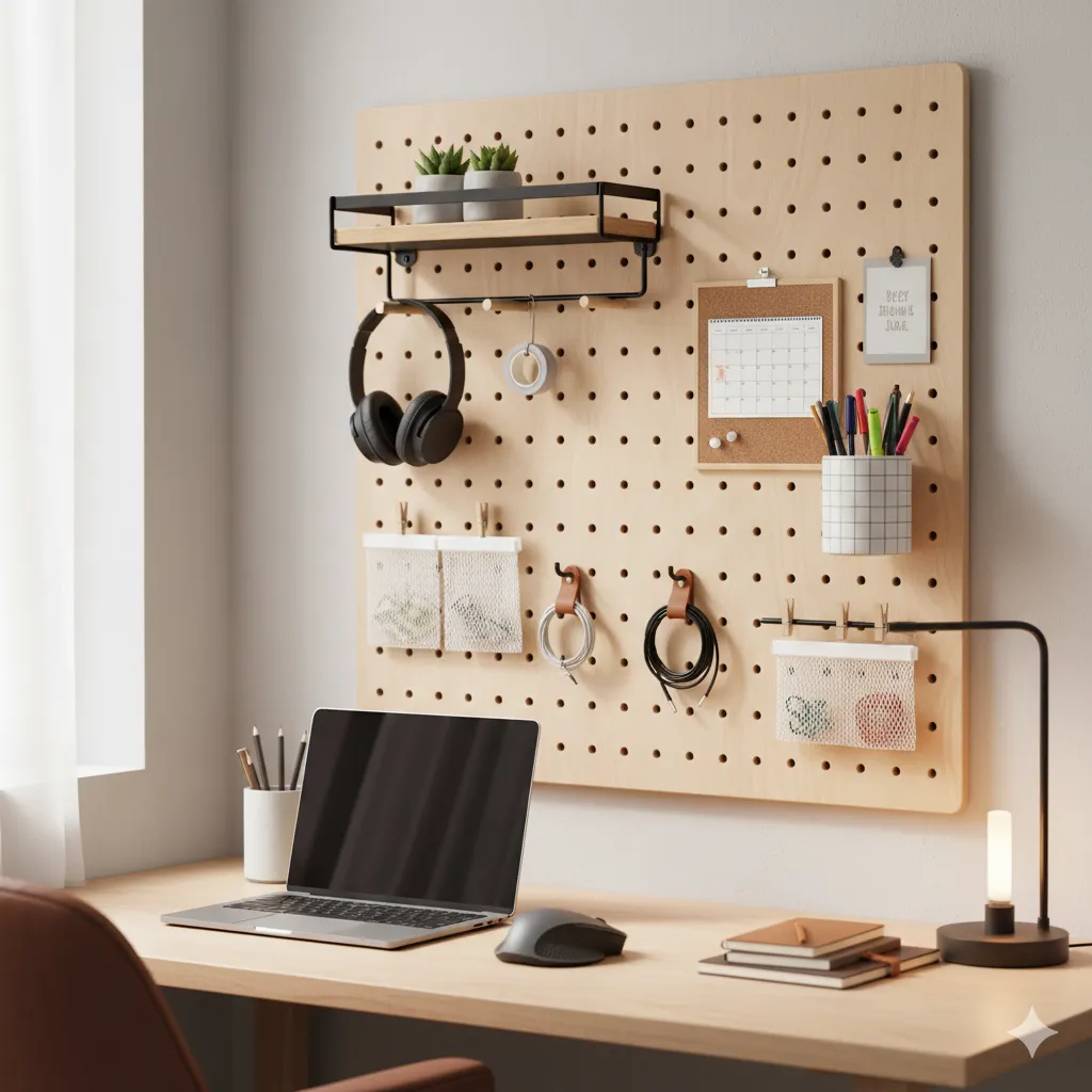 Add a Pegboard Above Your Desk