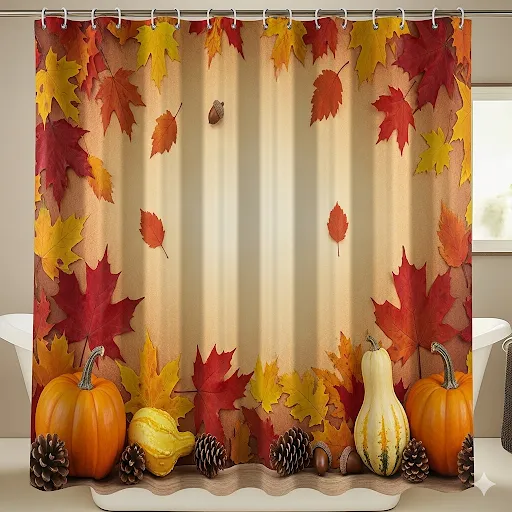 Autumn-Themed Shower Curtain