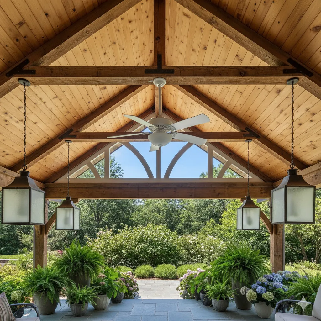 Beautiful Open Gable Front Porch Ceiling