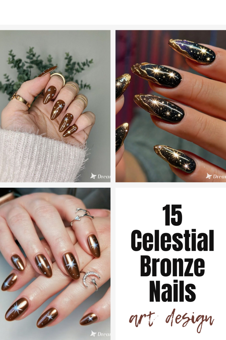 15 Celestial Bronze Nails – Chic and Shimmering Star-Infused Nail Look for This Year