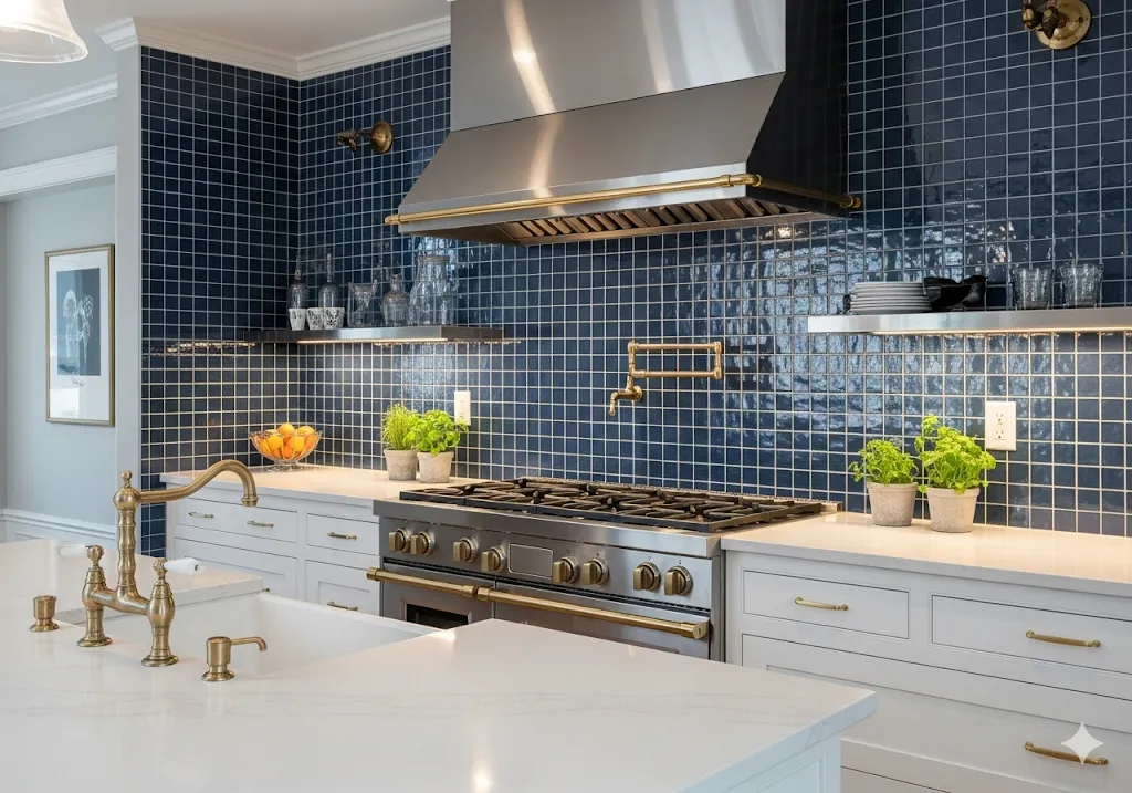 Classic Navy Blue Mosaic