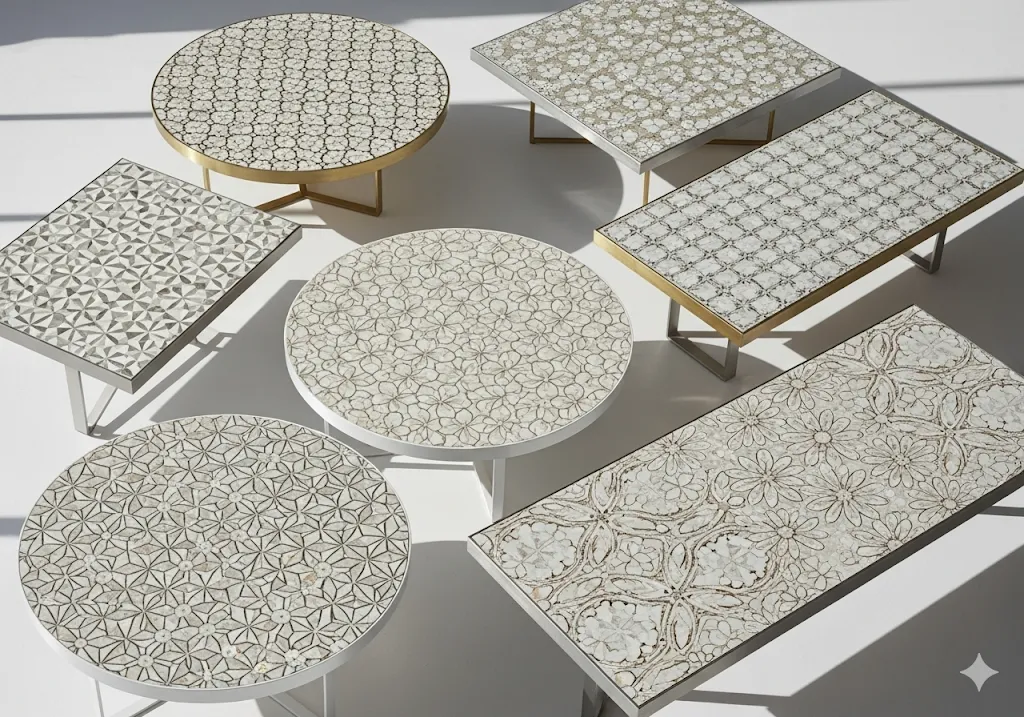 Eggshell Mosaic Tabletops