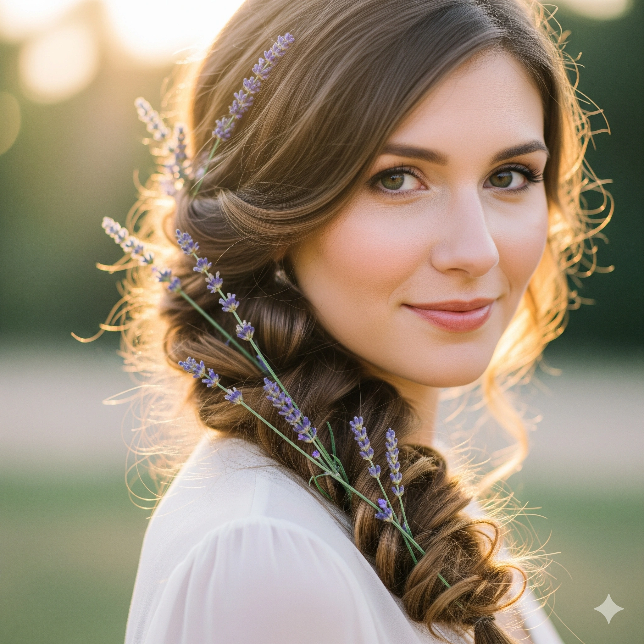 braid hairstyle with a flowers