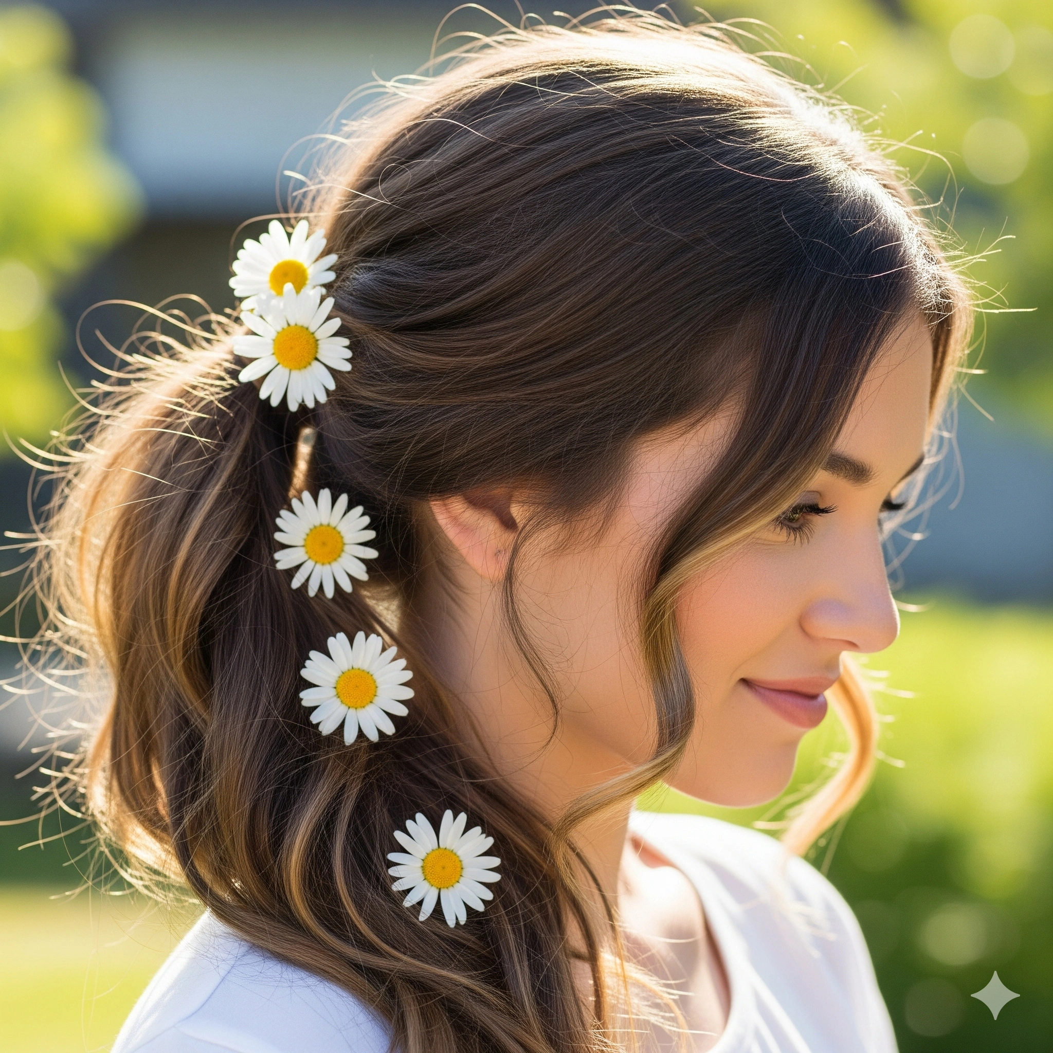 Side-Swept Hairstyles with Flowers