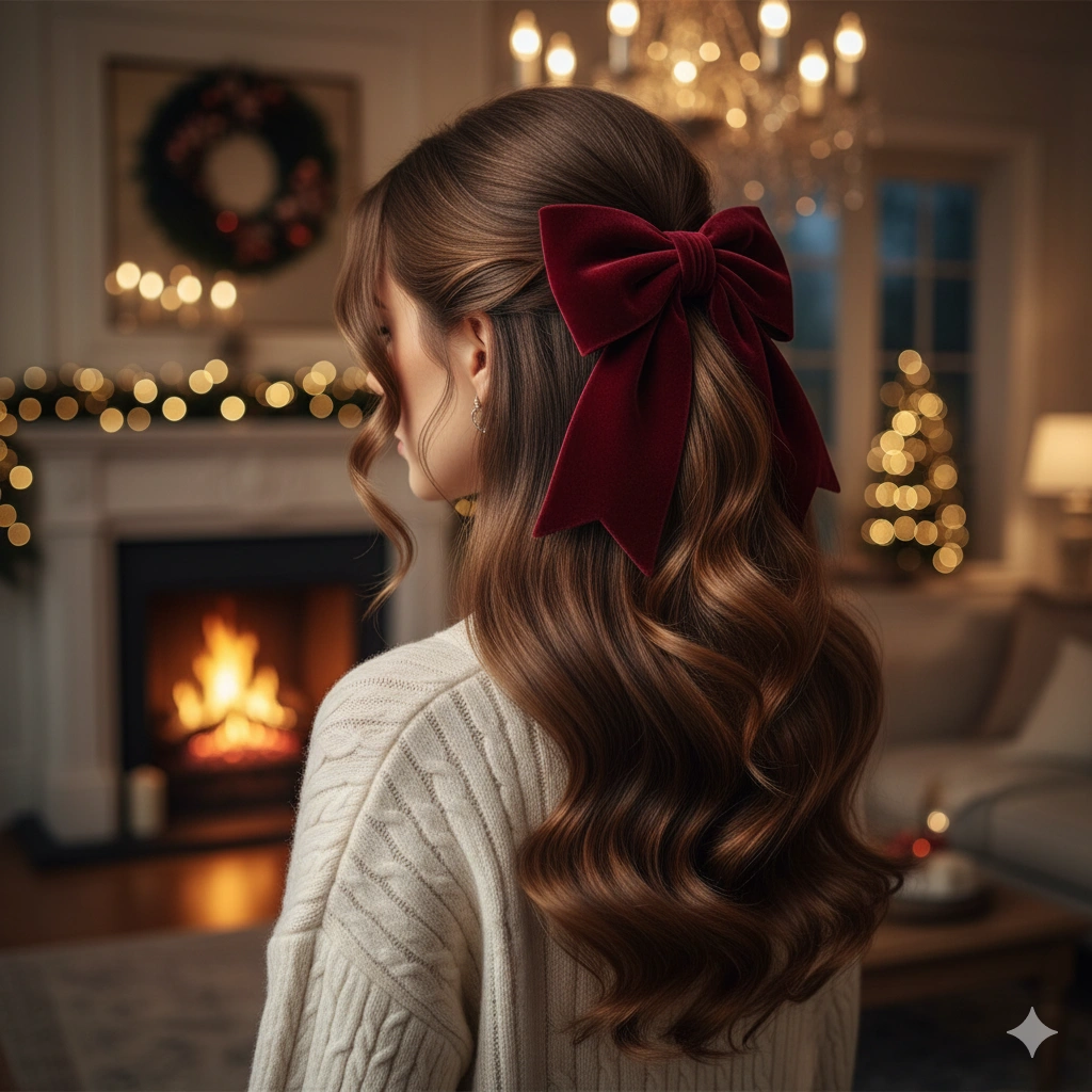 Wavy Brown Hairstyles with Hair Accessories