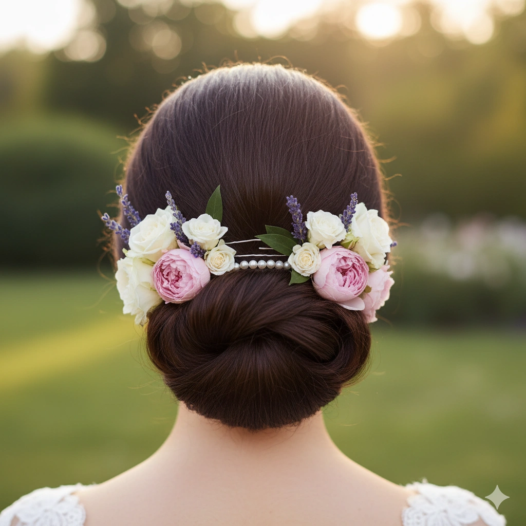 Colorful Floral Hairpin Updo