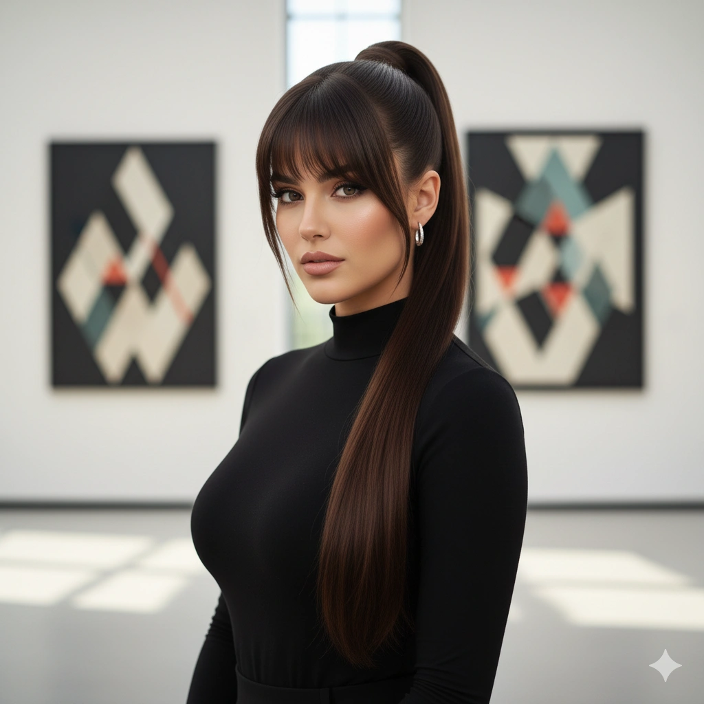  Ponytail with Long Bangs 