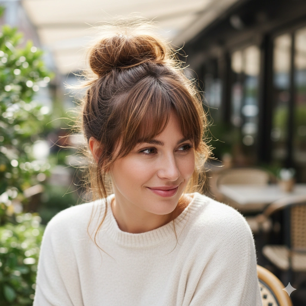 Bun Hairstyles with Bangs