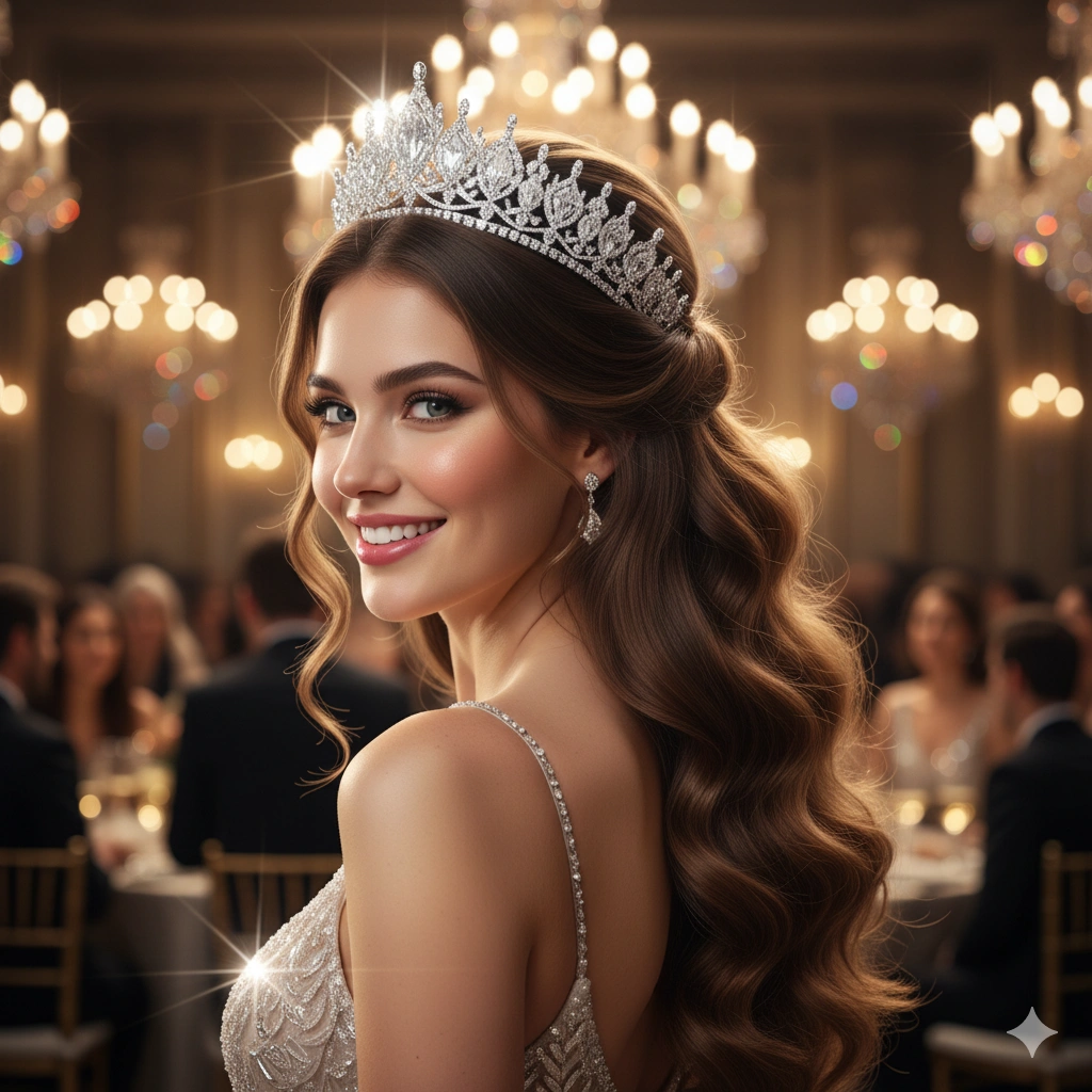 Wavy Brown Hairstyles with Hair Accessories