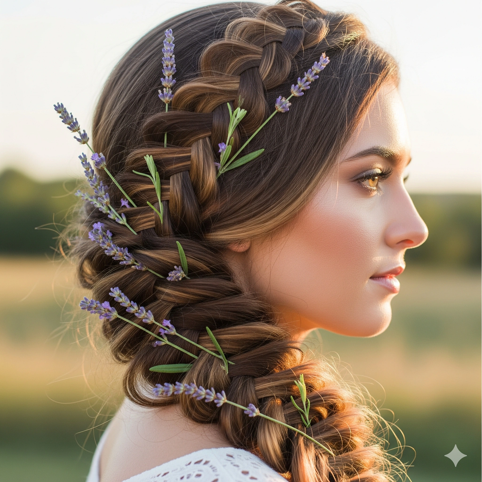 Side-Swept Hairstyles with Flowers
