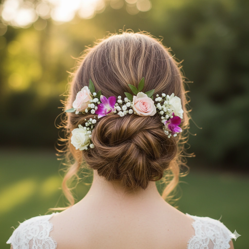 Colorful Floral Hairpin Updo