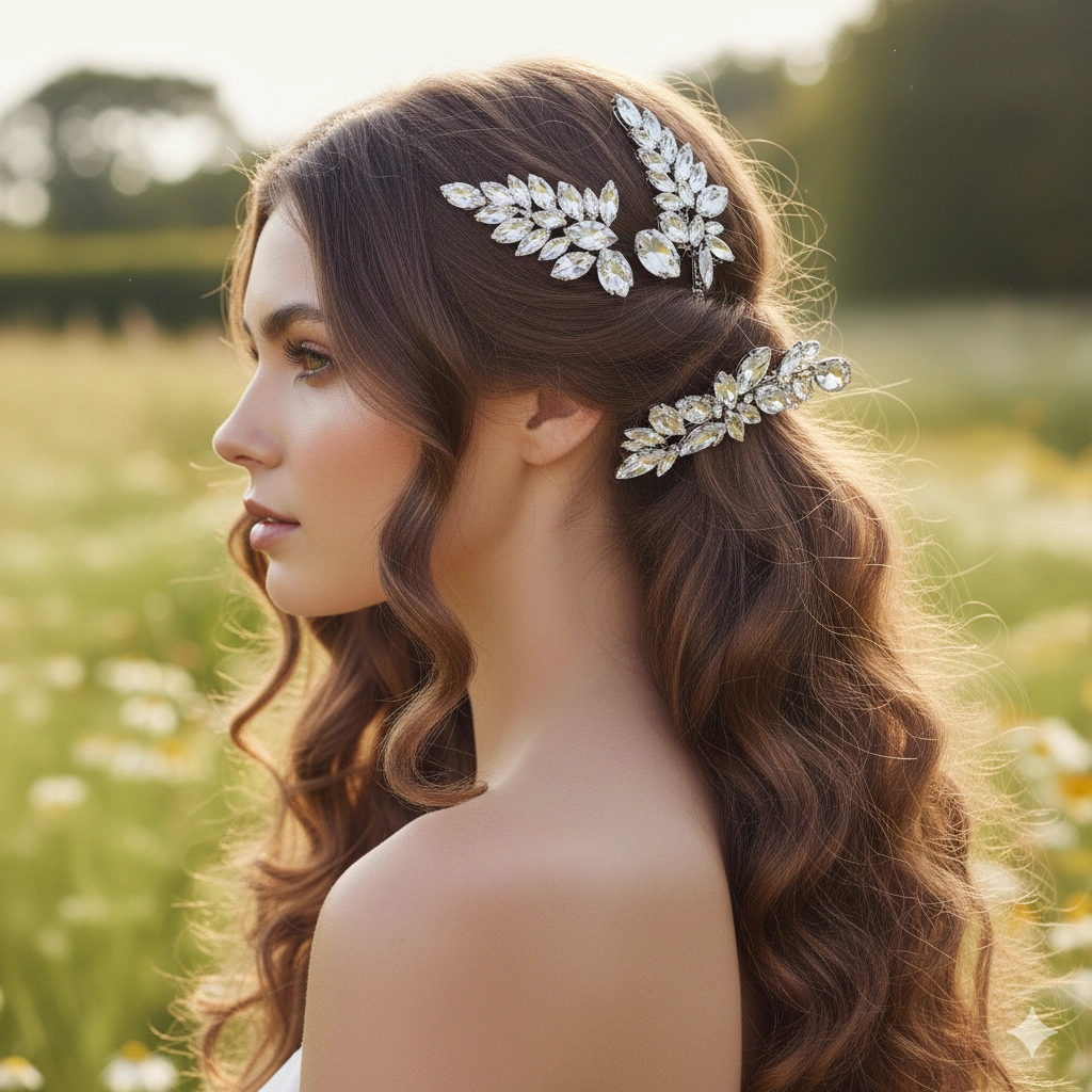 Wavy Brown Hairstyles with Hair Accessories