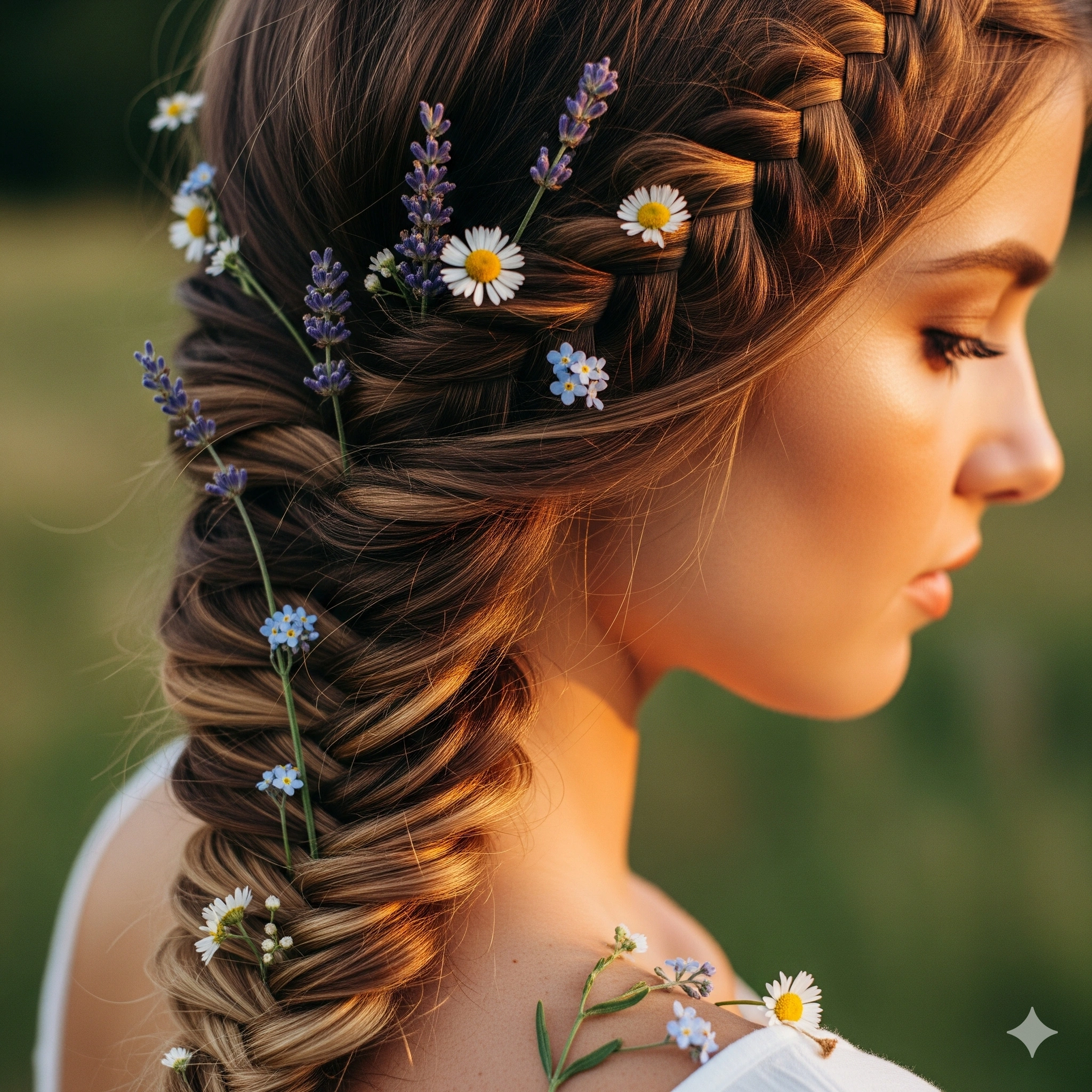 Side-Swept Hairstyles with Flowers