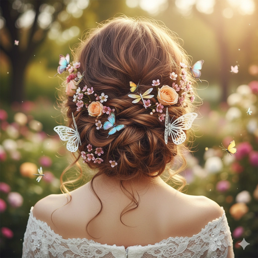 Colorful Floral Hairpin Updo