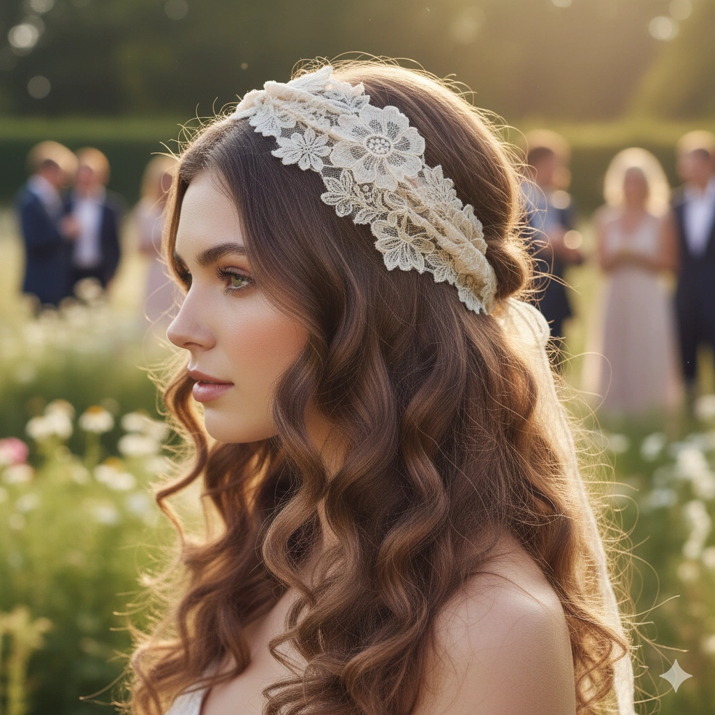 Wavy Brown Hairstyles with Hair Accessories