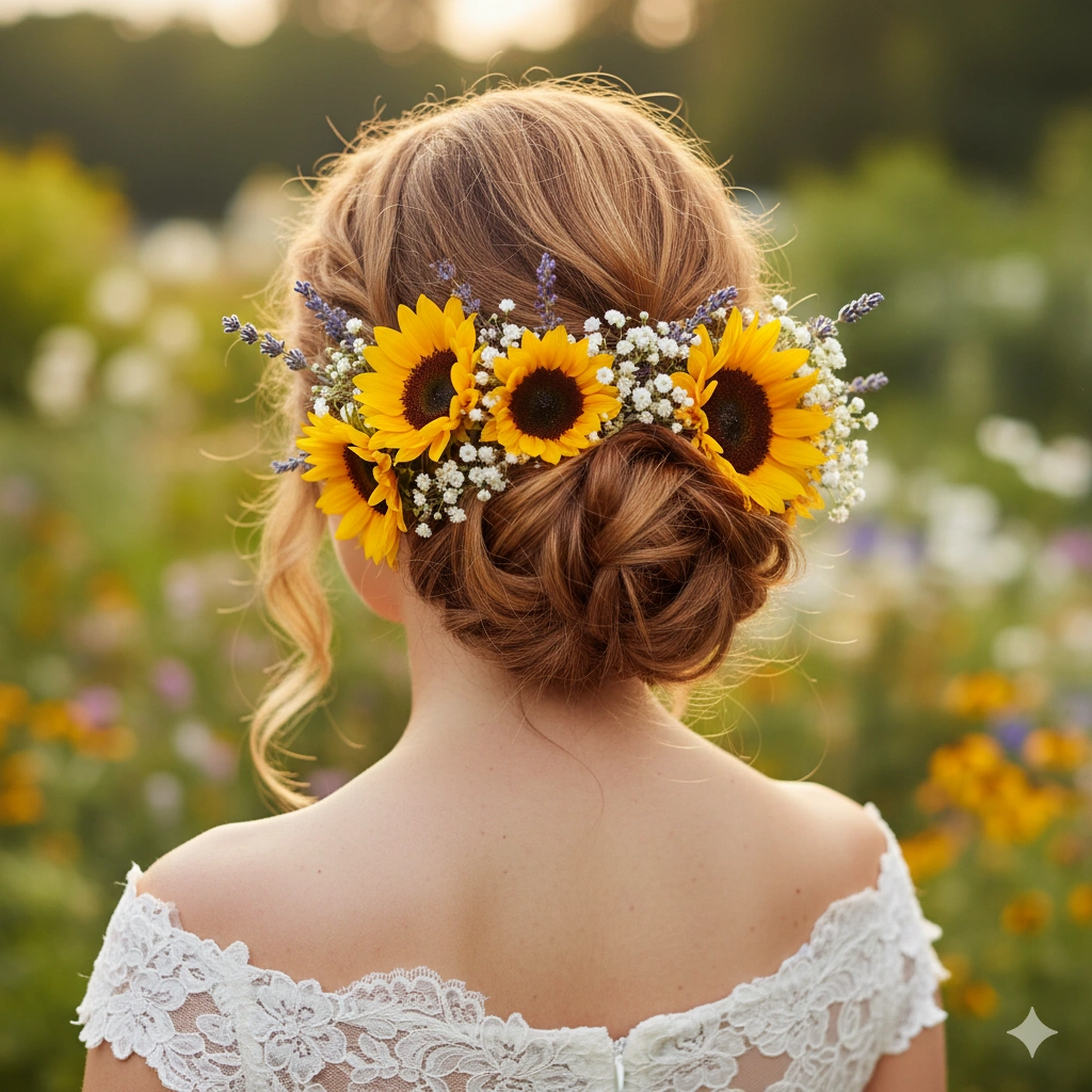 Colorful Floral Hairpin Updo