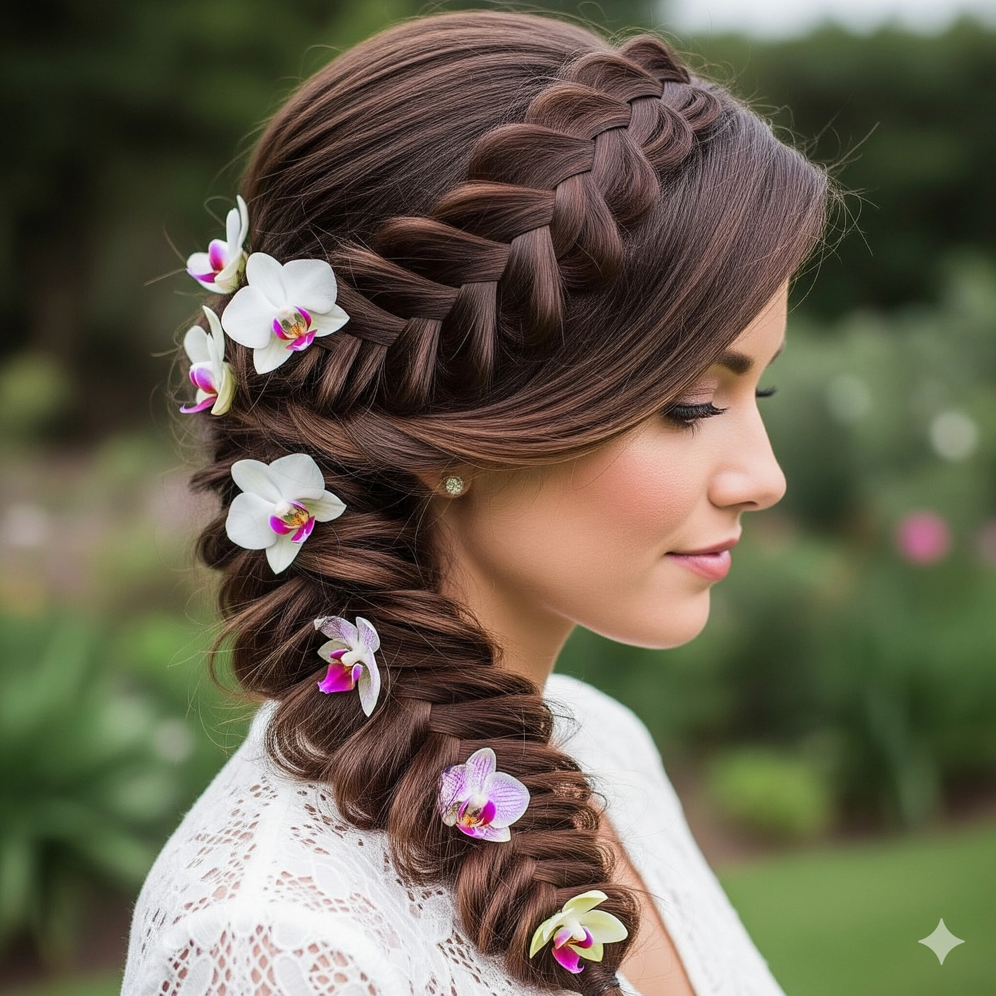 Side-Swept Hairstyles with Flowers