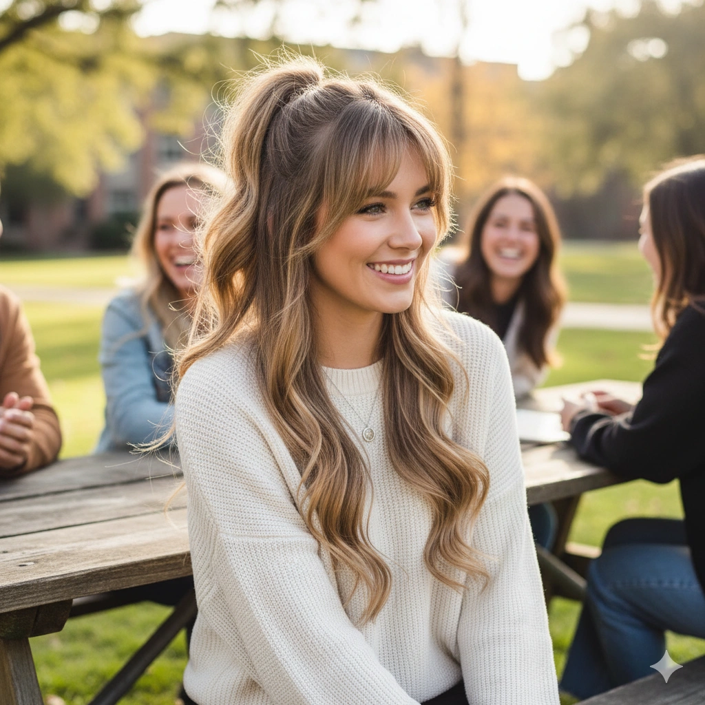  Ponytail with Long Bangs 