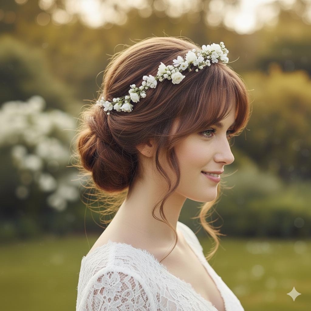 Soft Low Knot with Feathered Bangs