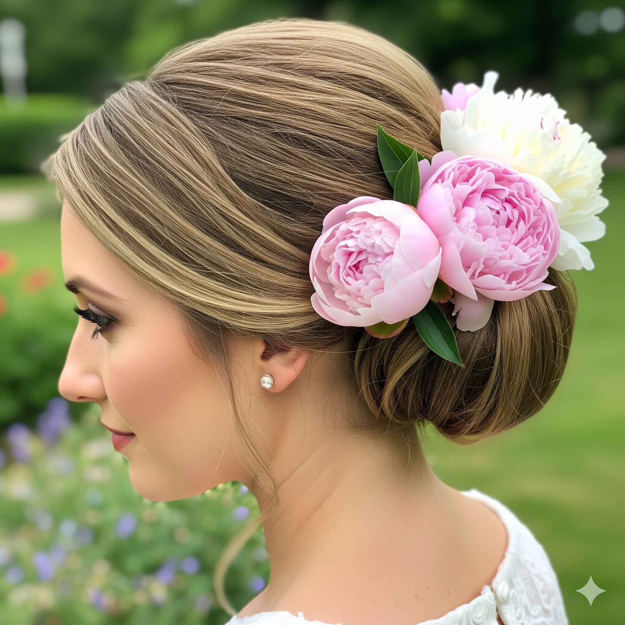Side-Swept Hairstyles with Flowers