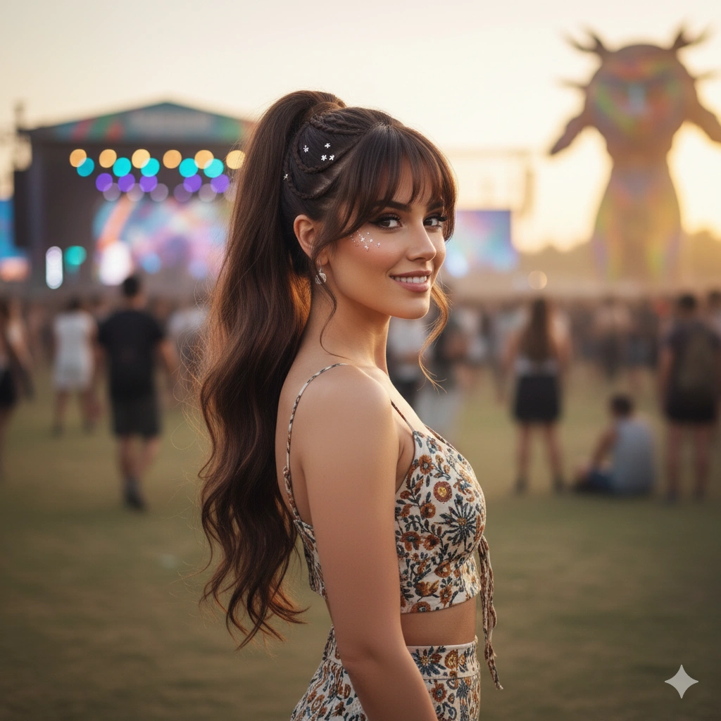  Ponytail with Long Bangs 