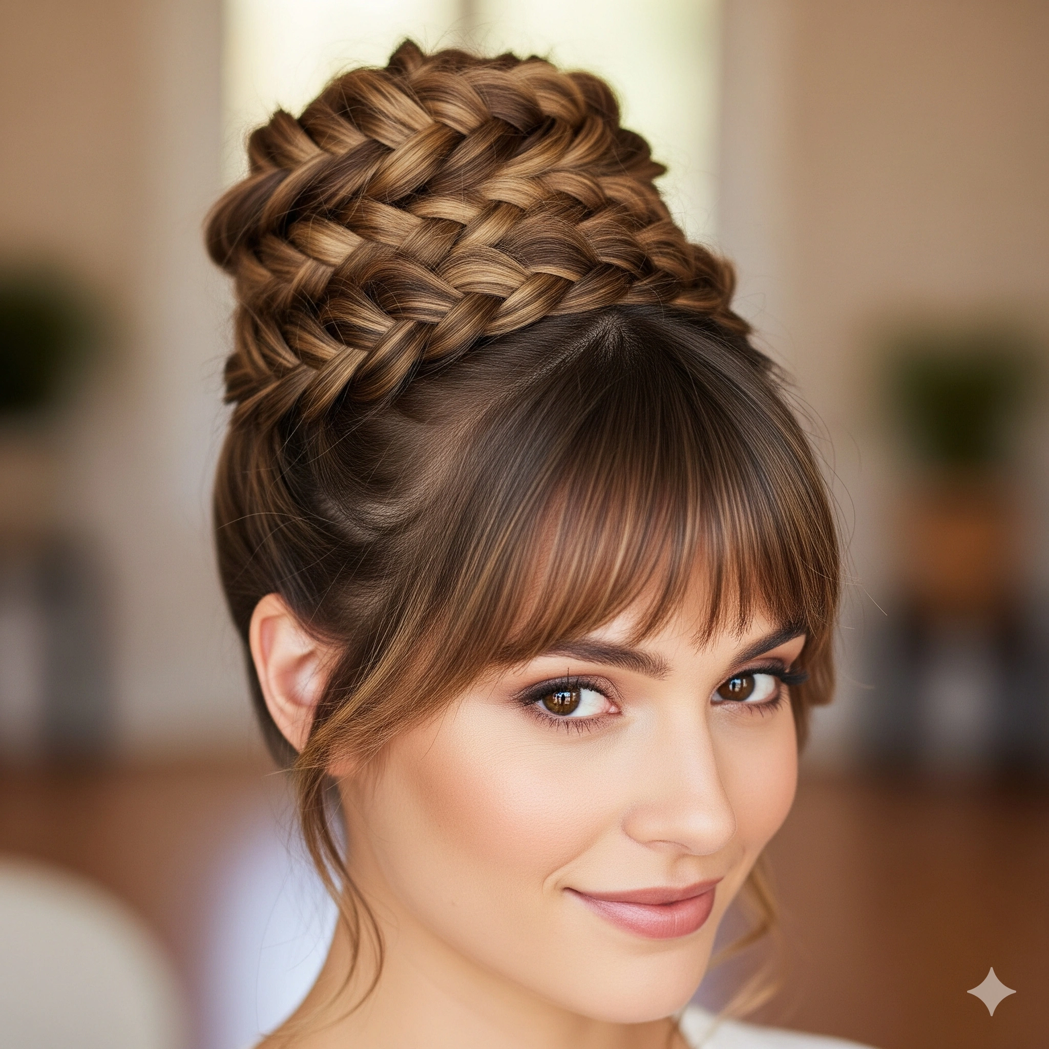 Bun Hairstyle with Bangs