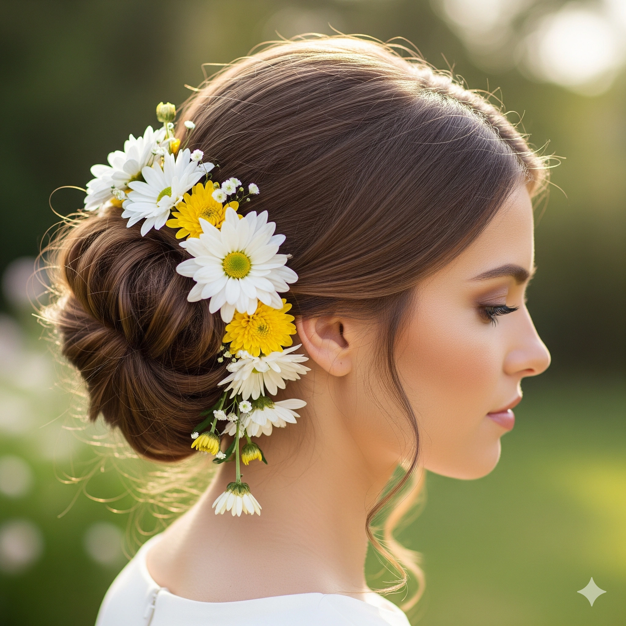 Side-Swept Hairstyles with Flowers