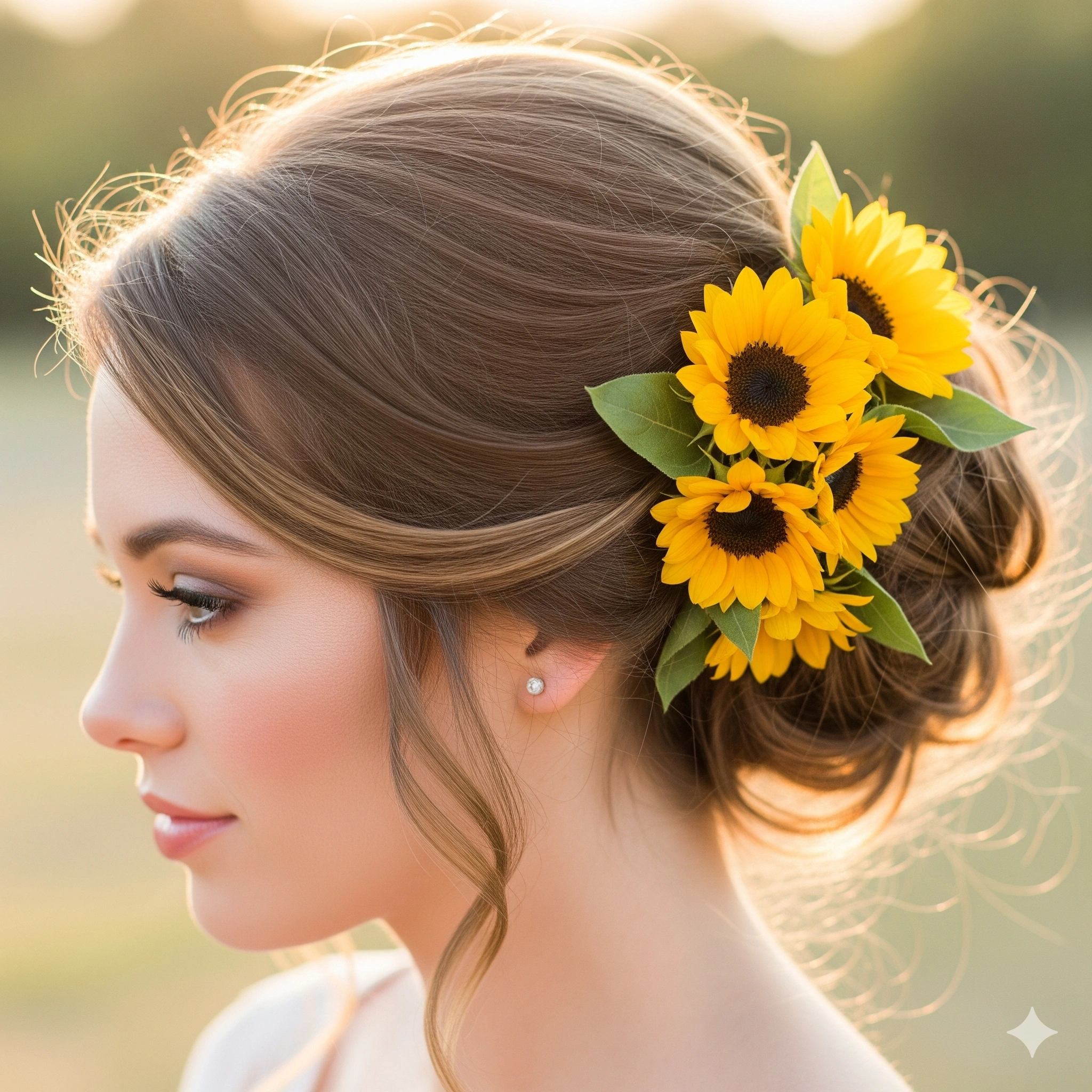 Side-Swept Hairstyles with Flowers