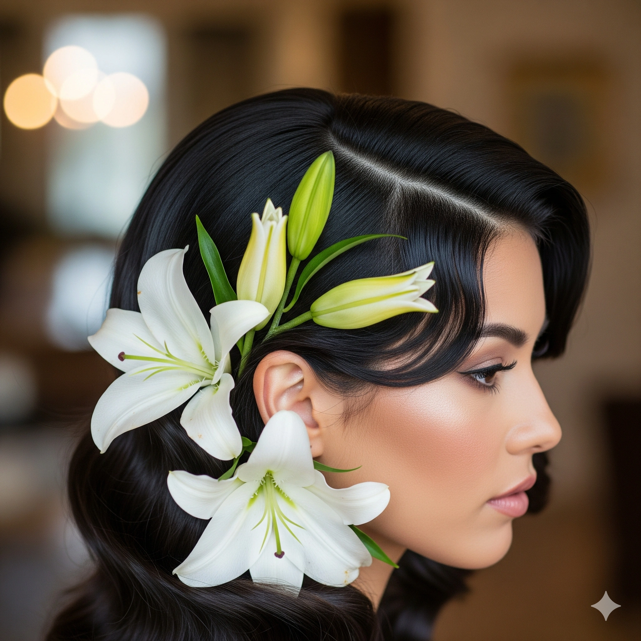 Side-Swept Hairstyles with Flowers