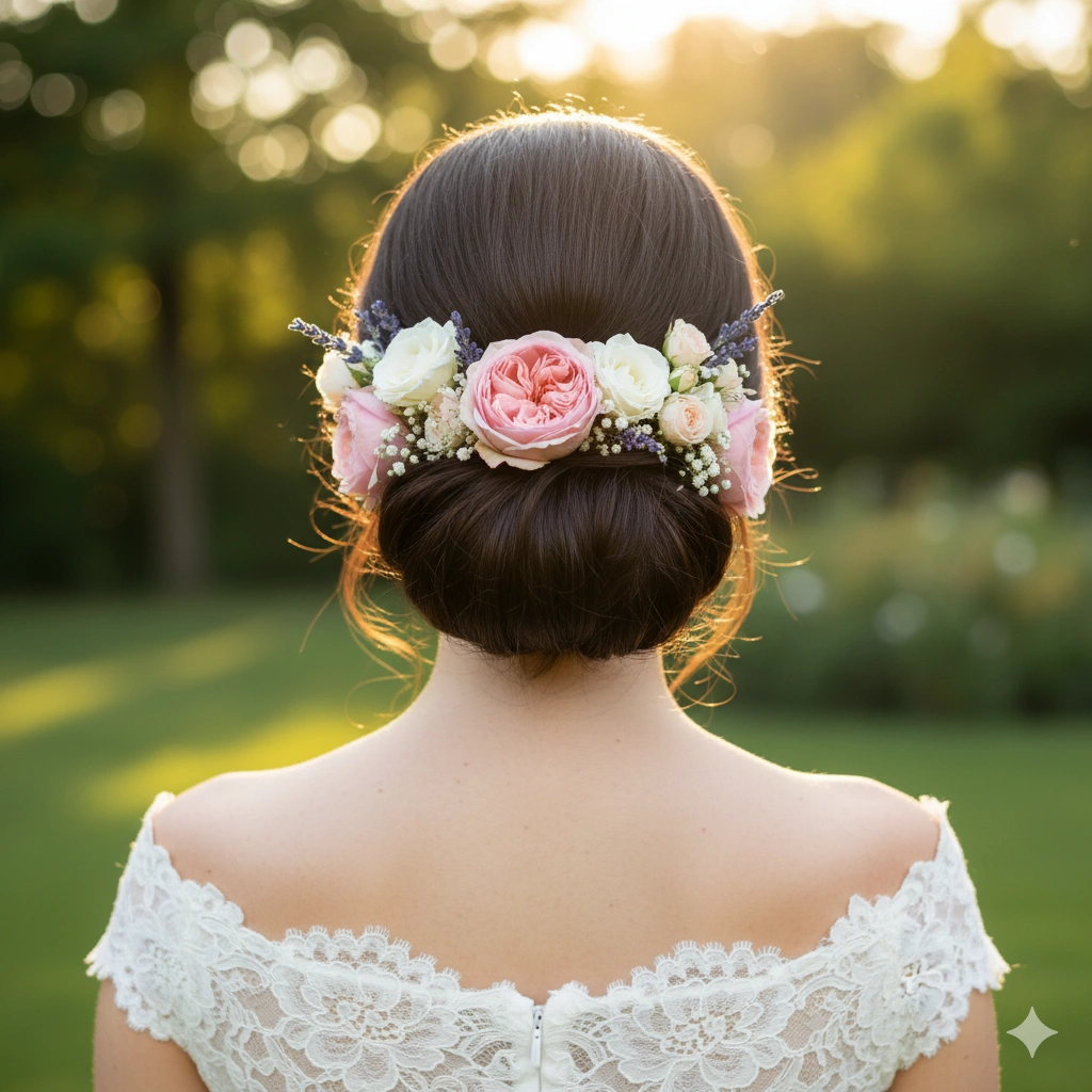 Colorful Floral Hairpin Updo