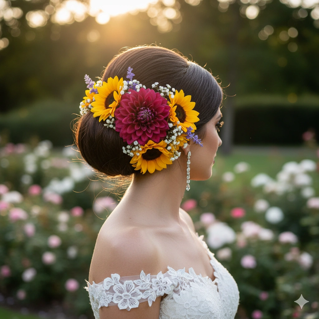 Colorful Floral Hairpin Updo