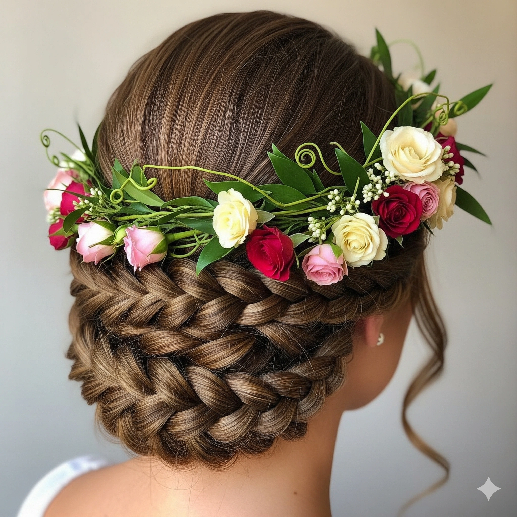 braid hairstyle with a flowers