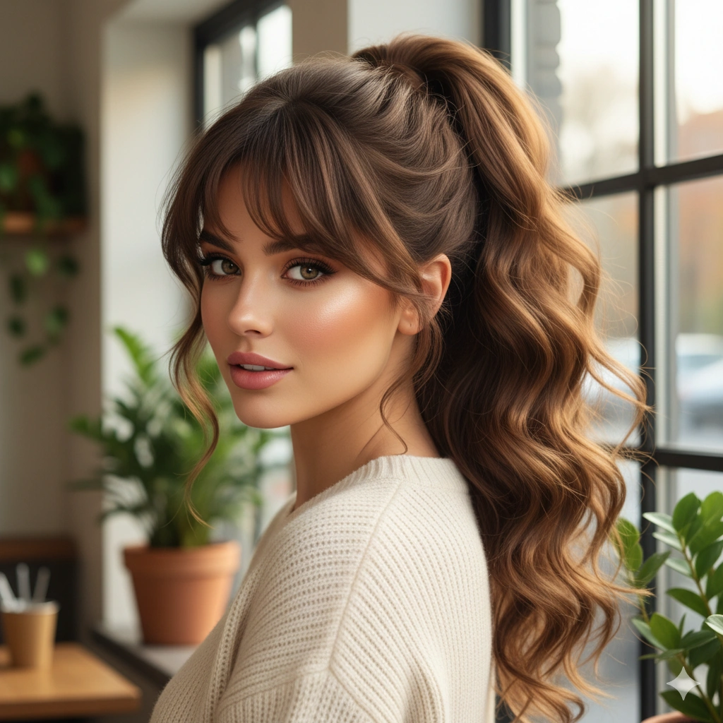  Ponytail with Long Bangs 