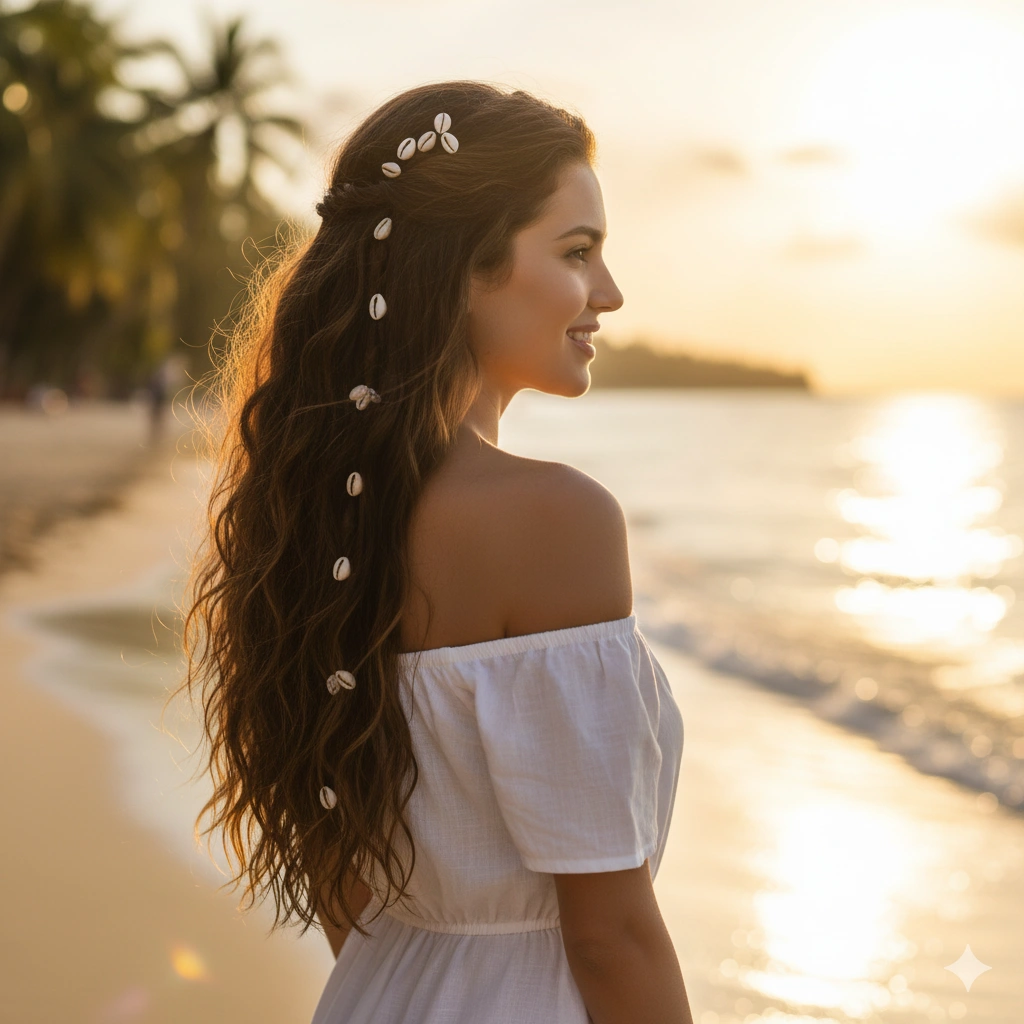 Wavy Brown Hairstyles with Hair Accessories