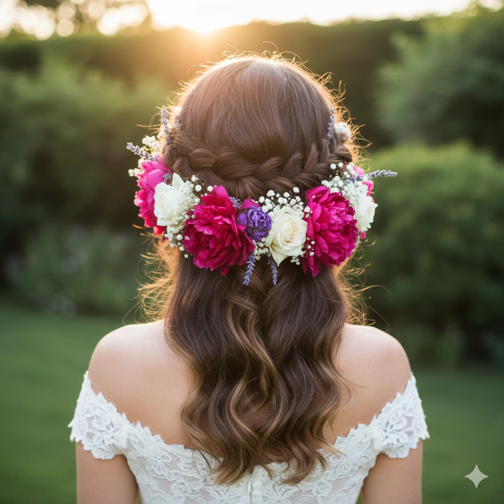 Colorful Floral Hairpin Updo