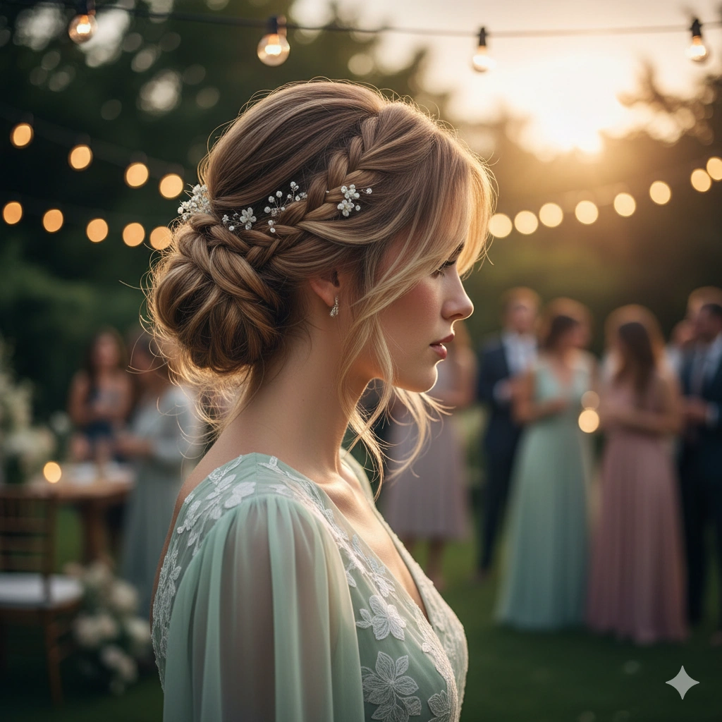 Soft Low Knot with Long Bangs