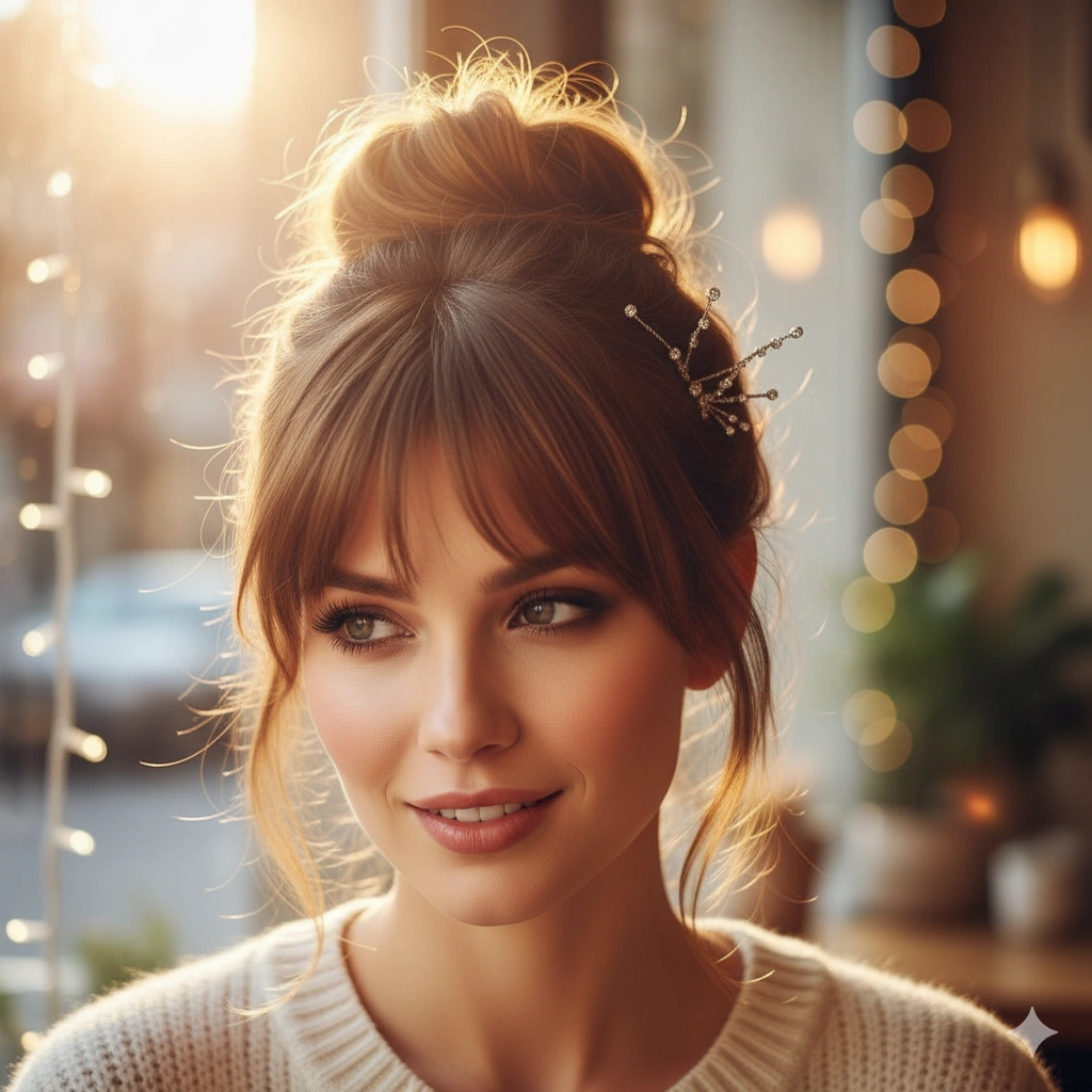 Bun Hairstyles with Bangs