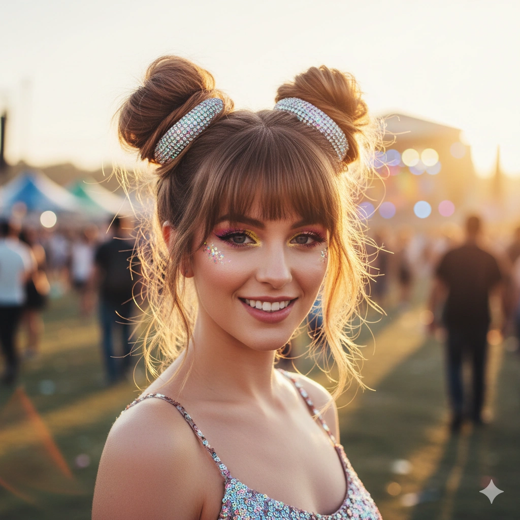Bun Hairstyles with Bangs