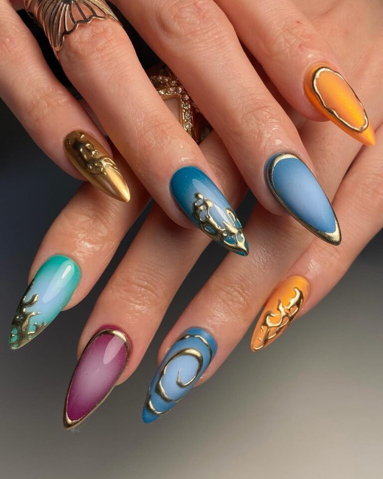 Tropical Dusk Aura Nails