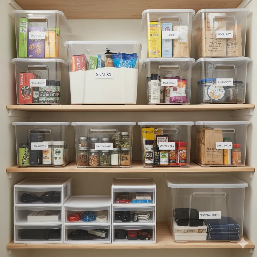  Use Clear Storage Bins